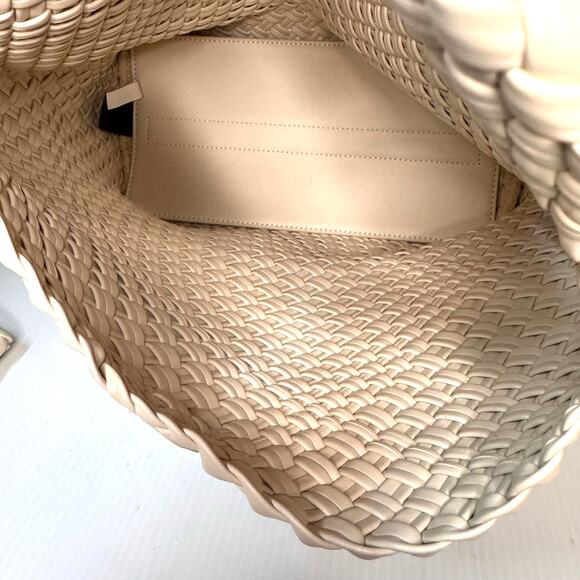 RACHEL ZOE Shoulder Bag Clutch Woven Cream Modern Minimalist Neutral Capsule - Picture 7 of 16